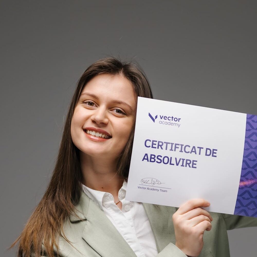 a woman holding a certificate